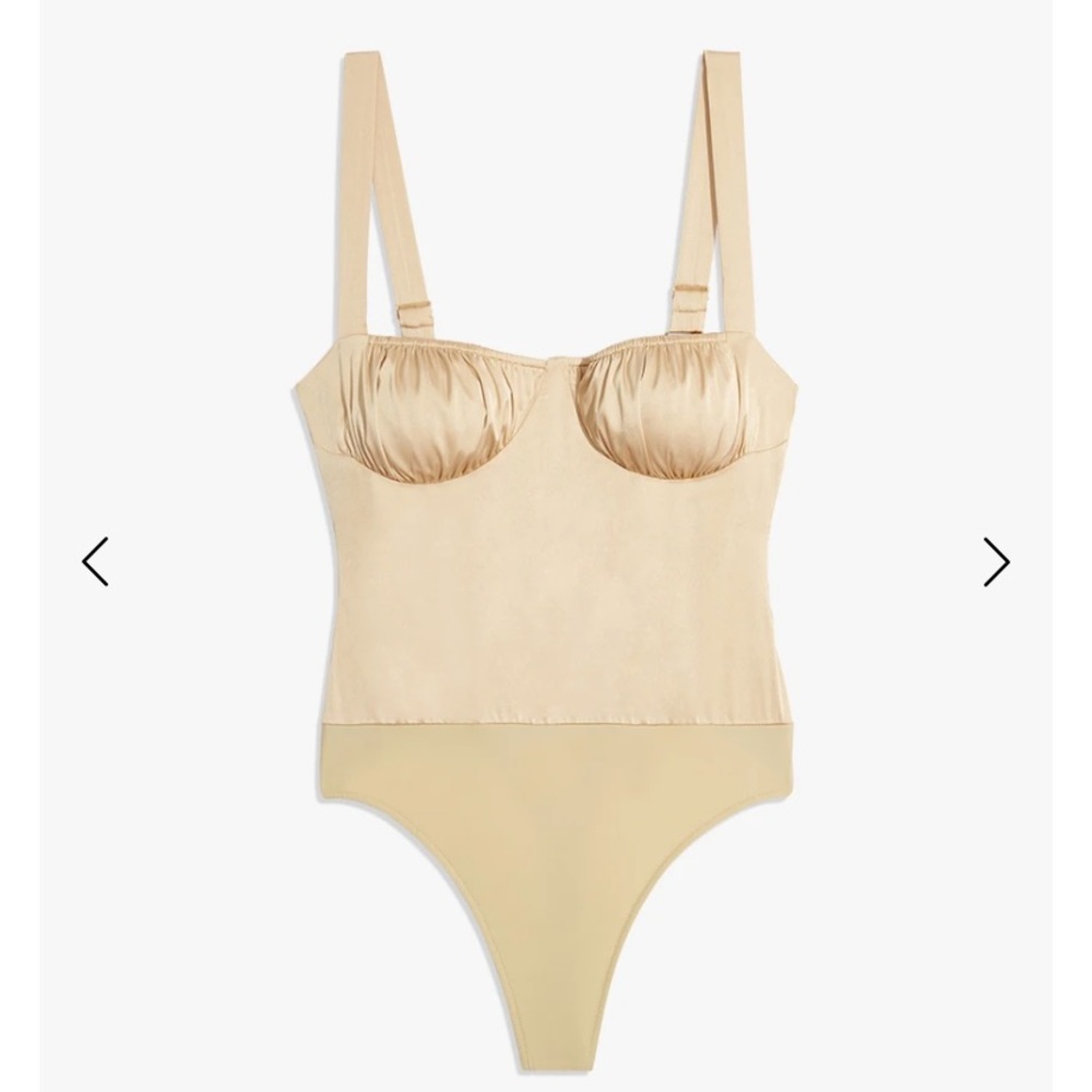 WeWoreWhat Satin Bodysuit Taupe sz 4